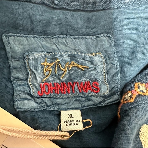 Johnny Was Biya Embroidered linen Blue Tunic dress size XL NWT - Picture 7 of 15